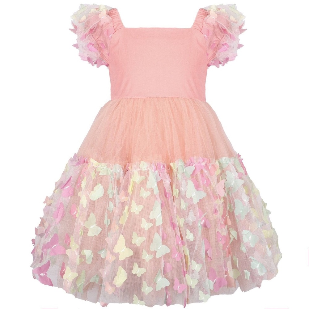 Lola + The Boys Pink Butterfly Tulle Dress